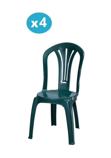 Omnipazar Mt-gf193 Foglia Plastik Bahçe Balkon Sandalye 4'lü Set Yeşil