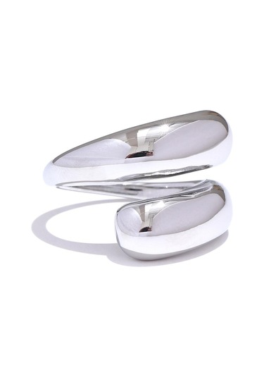 Gümüş Eetit Chic Benzersiz Paslanmaz Çelik Sıradışı Yüzük Suya Dayanıklı 18k Pvd Kaplama Basit Şık Metal Moda Takı Bijoux Hediye Gümüş