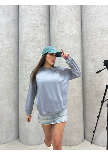 Düz Renk Kadın Sweatshirt Yeşil