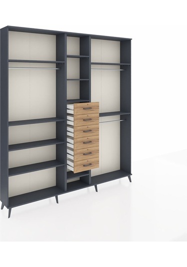 Arges Dolap 10 Raflı 6 Çekmeceli 3 Askılı 220x30x243 Antrasit-antrasit/çam Antrasıt/atlas Çam Arges Dolap 10 Raflı 6 Çekmeceli 3 Askılı 220x30x243 Antrasit-antrasit/çam Antrasıt/atlas Çam