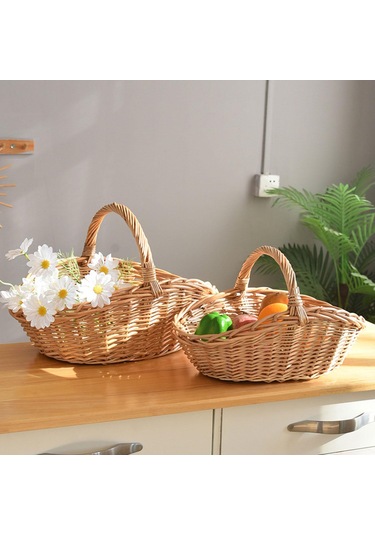 Homyl Dokuma Piknik Sepeti Kapları Paskalya Şeker El Saklama Kahverengi