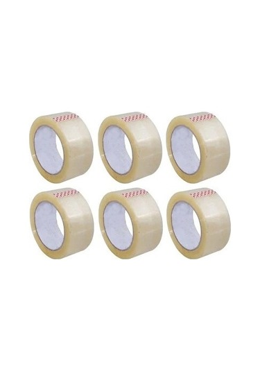 6 Adet Şeffaf Akrilik Koli Bandı - Genişlik 45 Mm, Uzunluk 100 Metre