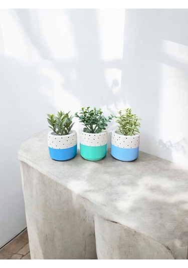 Renkli Saksı Seti Sukulent Kaktüs Dekoratif Eşya- Ev Dekorasyon - Saksı Seti 6