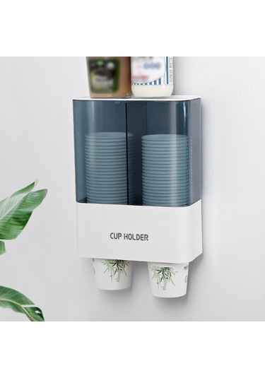 Qingmipy Duvar Montlu Otomatik Bardak Alıcı - Tek Kullanımlık Bardak Rafı, Ev İçin Pratik Su Bardak Tutucu, Beyaz Diğer
