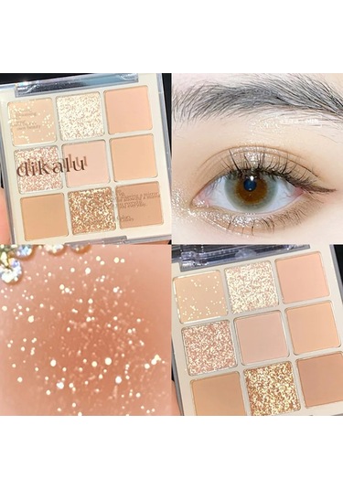 Mod Göz Farı Paleti 9'lu Mat Göz Farı Paleti Parıltılı Göz Farı Makyaj Nude 003 C01
