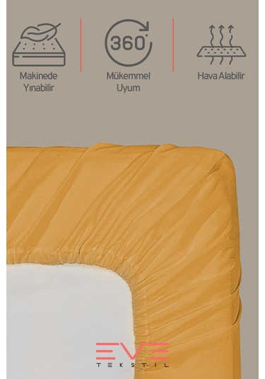 Eve Tekstil Fitted Yüksek Kaliteli Penye Kumaş Tek Kişilik Lastikli Çarşaf Turuncu