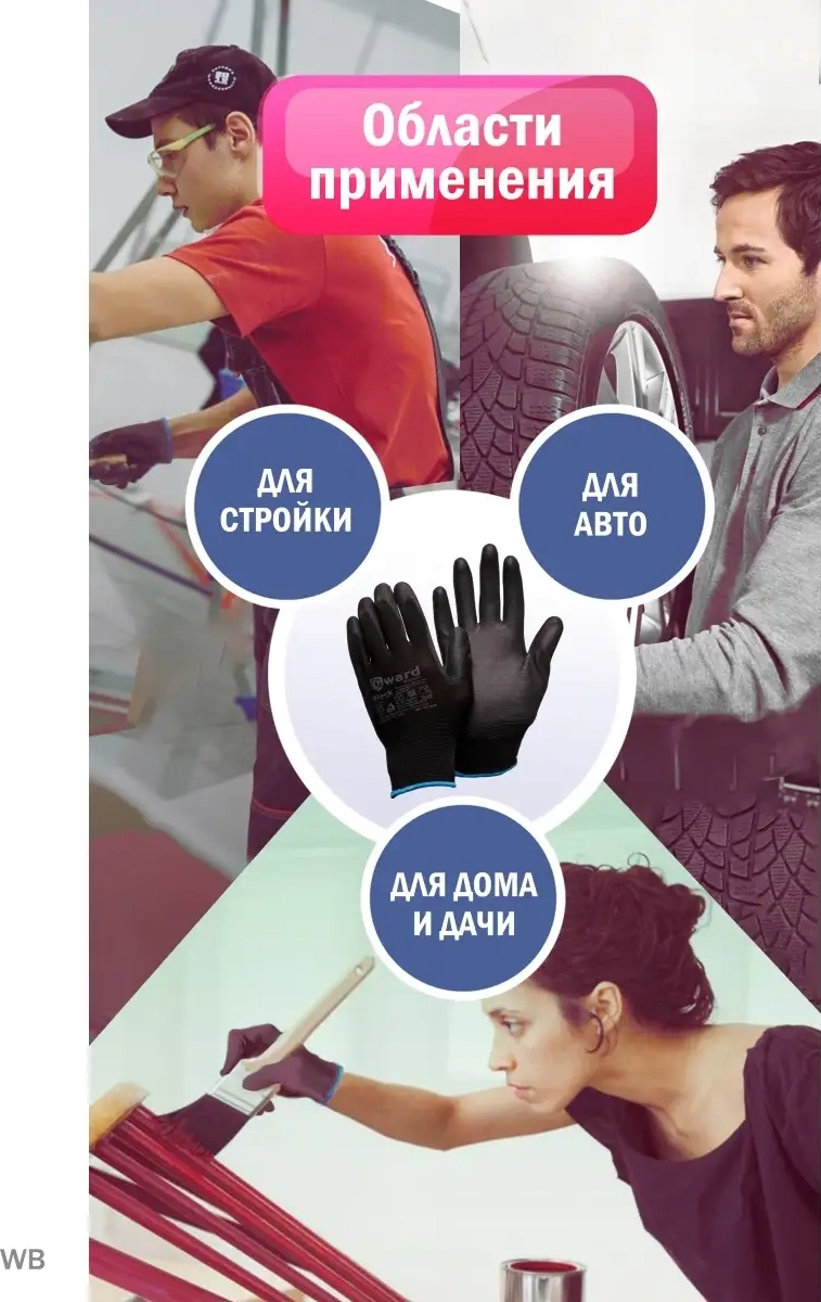 Gward Siyah Naylon İş Eldivenleri 5 Çift 90652995