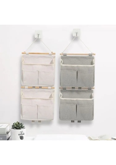 Tenfowee Duvar Tipi Organizer Bezi Depolama Çanta - Kucuk Eşyalarınızı Düzenleyin, Uzay Tasarrufu Sağlayın Beyaz Beyaz