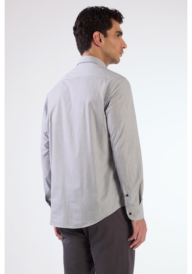 Siyah Çizgili Uzun Kol Regular Fit Erkek Gömlek Siyah