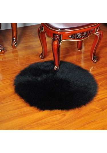 Tongxida Yumuşak Yuvarlak Gri Halı - 60 Cm Saçaklı Paspas - Oturma Odası/yatak Odası Dekorasyonu