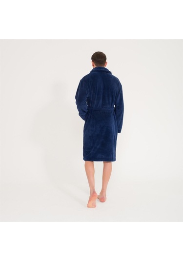 Erkek Welsoft Şal Yaka Polar Sabahlık-Lacivert