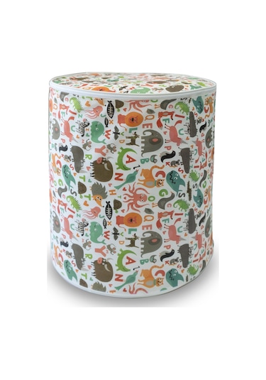 Vedsey Silindir Hayvan Desenli Çok Amaçlı Düzenleyici Hurç 45 x 50 CM Beyaz