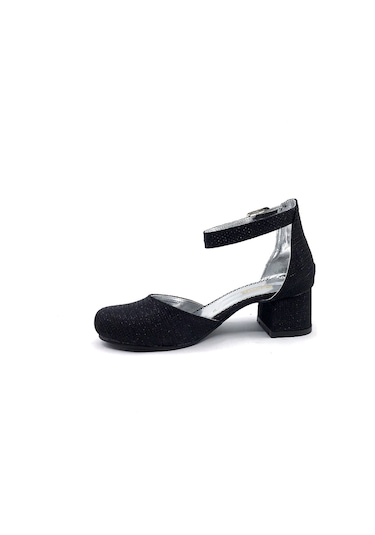 Sema Kız Çocuk Siyah Simli Topuklu Abiye Ayakkabı