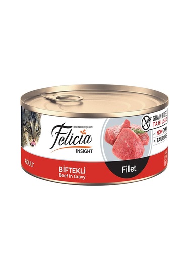 Felicia Tahılsız Parça Etli Biftekli Yetişkin Kedi Konservesi 85 Gr