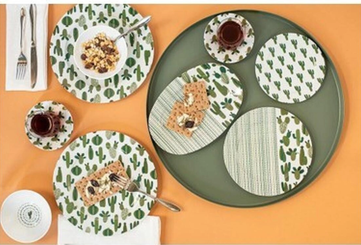 Porland Kaktüs 36 Parça 6 Kişilik Kahvaltı Takımı Süt Beyazı