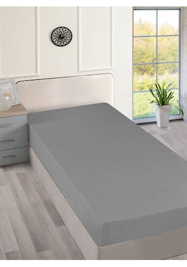 Menderes Home Cotton Collection Ranforce Çift Kişilik Çarşaf Düzboya Gri