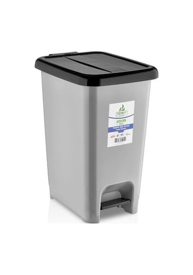 Cey Grup Pedallı Slim Gri Çöp Kovası 30 L Gri