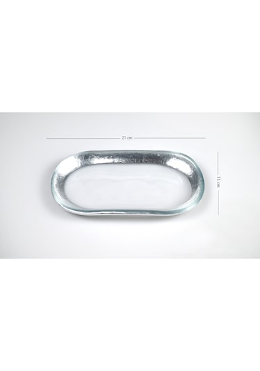 Gümüş Varak Bant Sunumluk Sosluk Çerezlik Ve Tabak Cam 2'li Set