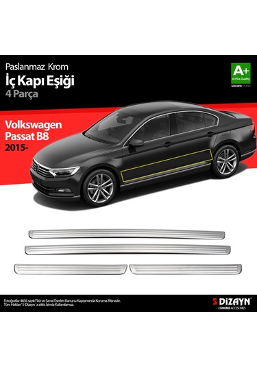 S-Dizayn  VW Passat B8 Krom İç Kapı Eşiği 4 Parça 2015 Üzeri S-Diz