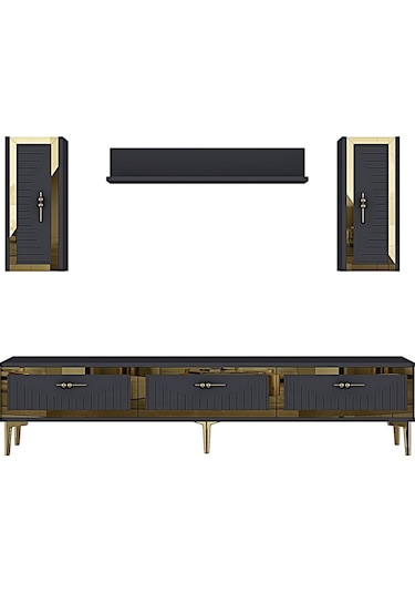 Tvr1801a - Tuna Tv Ünitesi Antrasit Gold 180cm Antrasit / Koyu Gri
