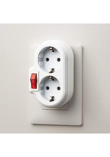 Grup Priz Kablosuz Açma Kapamalı Anahtarlı 2'li Beyaz Grup Priz Golyat Düğmeli Fiş Topraklı Çoklu