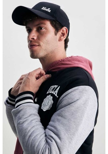 Upland Siyah Çıtçıtlı Baskılı Standard Fit Erkek Mont Siyah