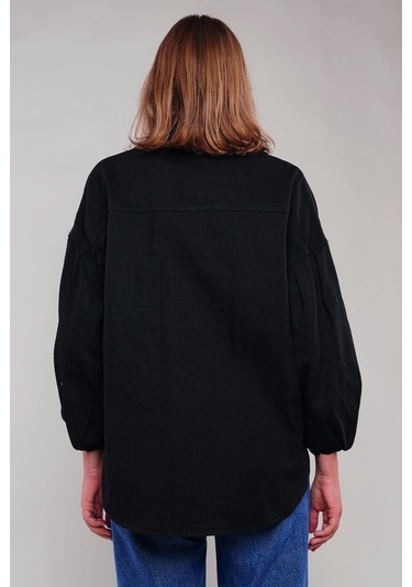 Gabria Gabardin Yan Cepli Ceket Siyah