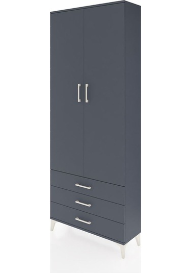 Arges Dolap 2 Raflı 3 Çekmeceli Tek Askılı 88x30x221 Antrasit... Antrasit