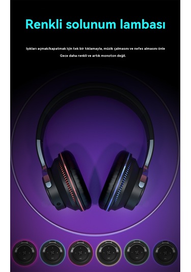 Parlayan Kafa Bluetooth Kulaklık Kablosuz Oyun Her Şey Dahil Kedi Kulak Kulaklık Red