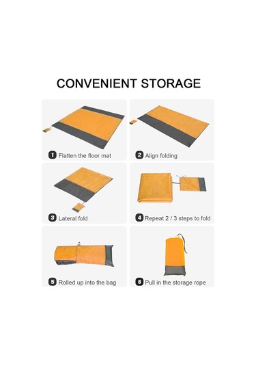 210 X 200cm Piknik Örtüsü Ekstra Büyük Su Geçirmez Plaj Matı - Turuncu Diğer