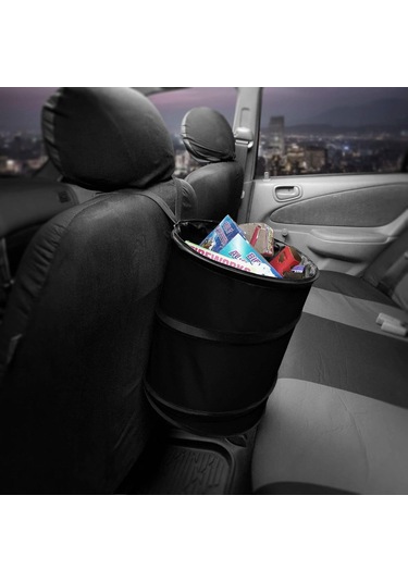 Siyah 16x20 Cm Su Geçirmez Taşınabilir Katlanabilir Büyük Çöp Kovası Atık Konteyneri Çoğu Araba, Polietilen, Suv Ve Kamyona Uyar