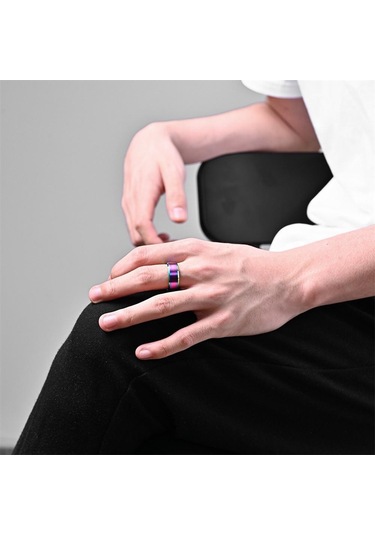 Siyah Klasik Takı Aksesuarları 8mm Paslanmaz Çelik Erkek Yüzük Erkekler İçin Fırçalanmış Yüzey Eğimli Kenar Yüzükler 13 Siyah