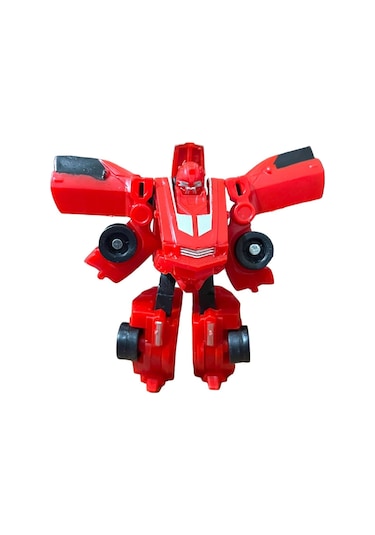 Super Warrior Mini Plastik Gövdeli Dönüşebilen Robot Araba 7.5 Cm Kırmızı