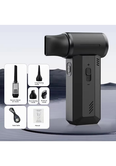2025 Mini El Turbo Üfleyici Fan 130 K Rpm Aşırı Taşınabilir Toz Üfleyici Led I Black
