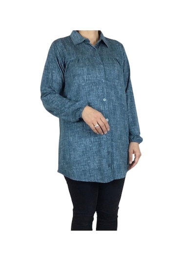 Mevsimlik Kolları Lastikli Boydan Düğmeli Gömlek Yeşil