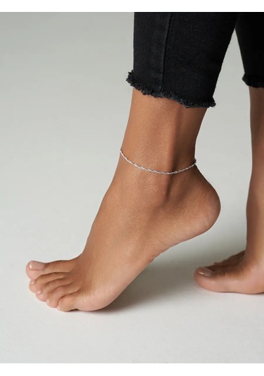 Mıx Jewelry Parlak Gümüş Ayak Bileği Bileziği 40728600 Gümüş