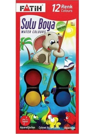 Fatih S-12 Yeni Formül Suluboya 12 Renk Big Size