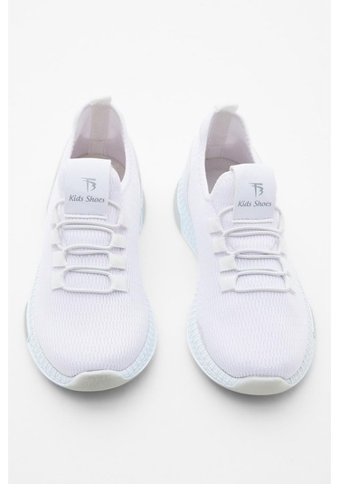 Rahat Kalıp Lastik Bağcıklı Çocuk Unisex Beyaz Spor Ayakkabı V2qnt-3 Beyaz