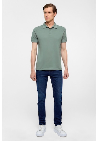 SÜVARİ Su Yeşili Slim Düz Polo Yaka Tişört-38588 Su Yeşili