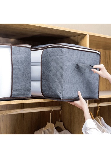Yaozixa Büyük Katlanabilir Çamaşır Saklama Çantası - 3 Adet, Fermuarlı Ve Şeffaf Pencere Gri