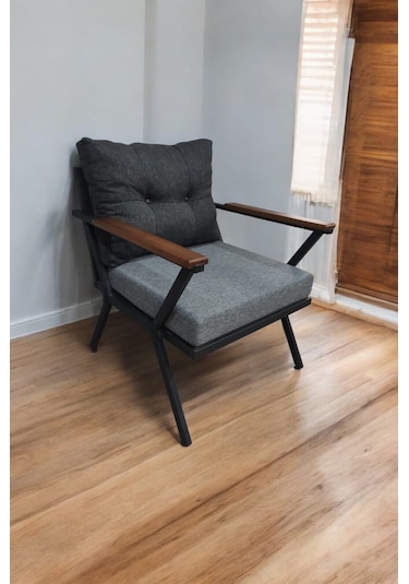 Pilocca Demonte Metal Tekli Bahçe Mobilyası, Gri-antrasit, 60x60 Antrasit  - Gri