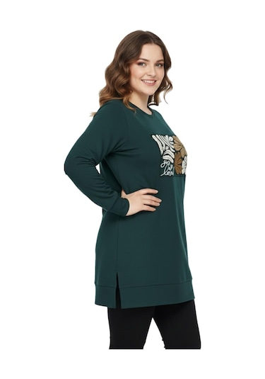 Caftan Kadın Sıfıryaka Önü Nakışlı Tunik Bgl-st05085 Yeşil