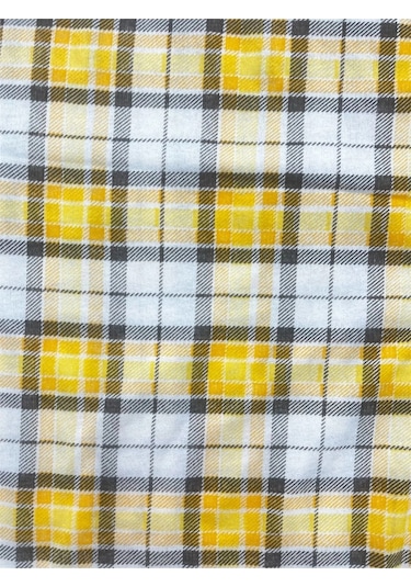 Desenli Penye Diz Altı Büyük Beden Anne Kadın Kapri Sarı Ekose