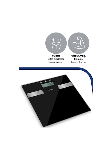 Fitmax Geniş Ekranlı Yağ Ölçer Fonksiyonlu Vücut Analizli Tartı Baskül