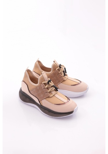 Dgn 2047 Kadin Yani Taşli Spor Ayakkabi 2047-2026-R0152 Bej