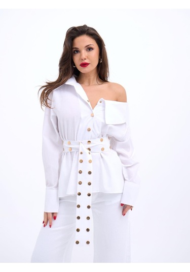 6493 Gömlek-beyaz Beyaz