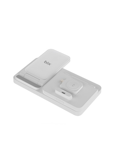 Bix Bxmw4 Alarmlı Saat Özellikli 15w Kablosuz Şarj Standı Beyaz