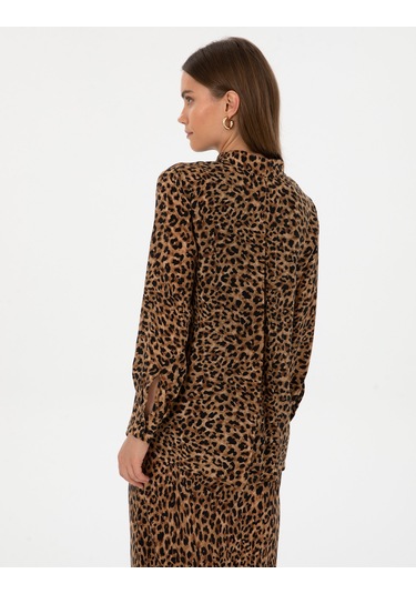 Pierre Cardin Kadın Camel Gömlek Desenli 50313664-vr015 CAMEL