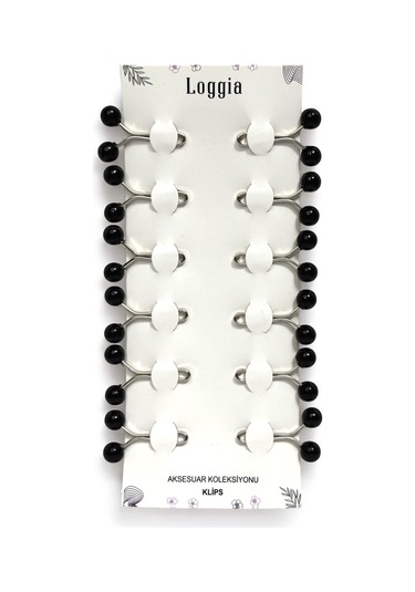 Eşarp Şal Klipsi Siyah 12 Adet İnci Model Klips - Kadın Tesettür Aksesuar İğne Siyah