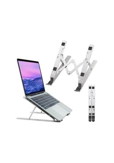 HT-119 Çift Kenetli Katlanır Alüminyum Laptop & Tablet Standı